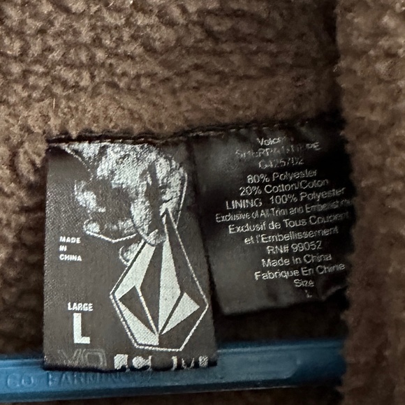 Volcom Sherpa Stripe Lined Hooded Sweatshirt Men's Size L - Picture 4 of 5